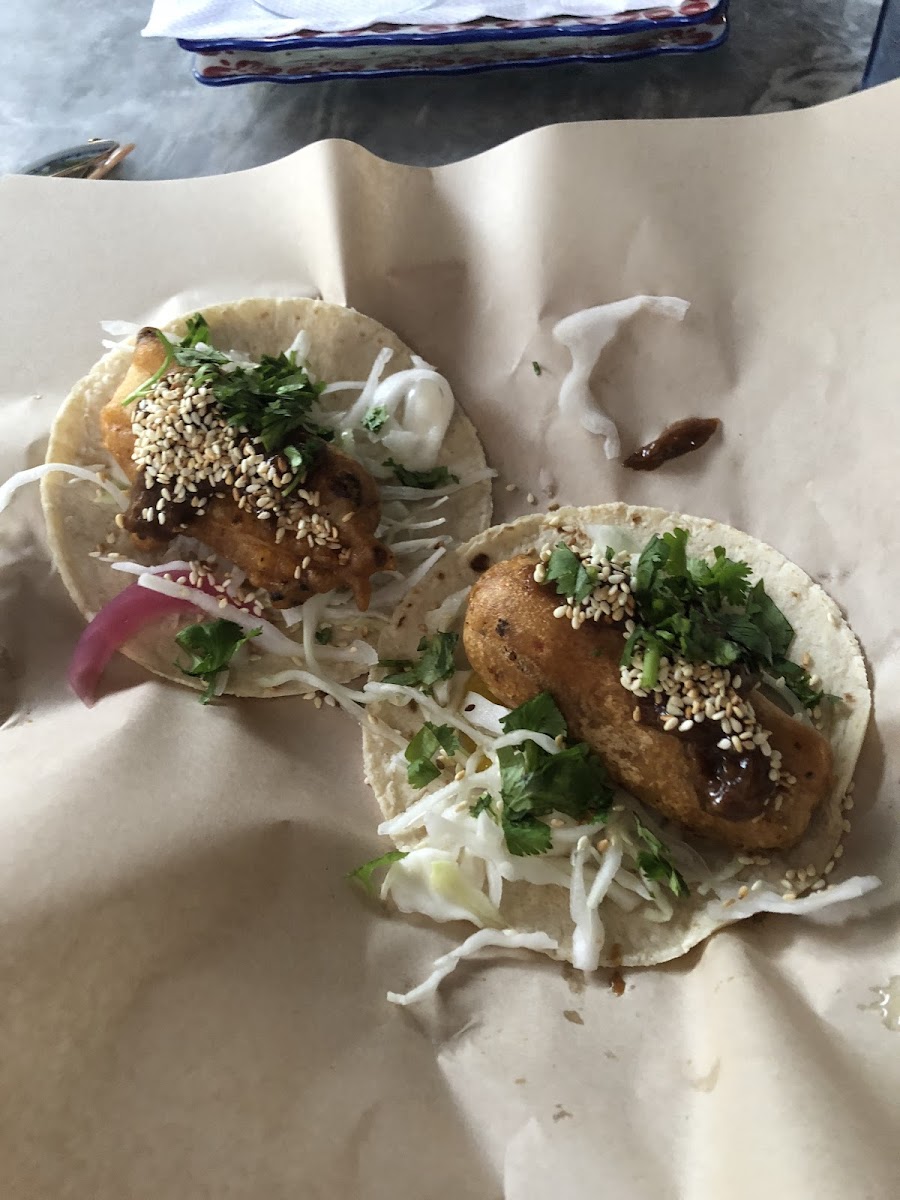 Fried tofu tacos, very good