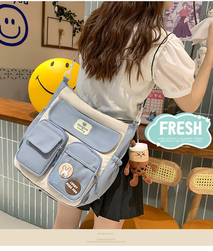 Title 9, Retro Color Blocking Large Capacity Shoulder Ba...