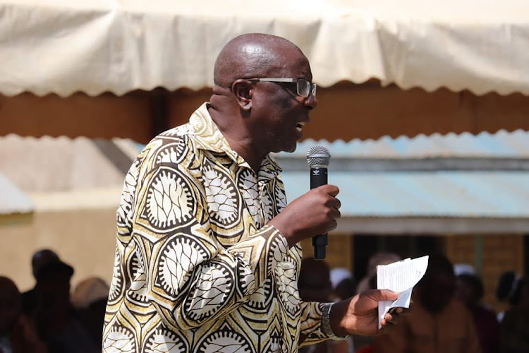 Former Vihiga Governor Moses Akaranga during a funeral service in sabatia sub-county