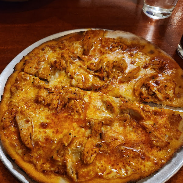 Gluten free buffalo chicken pizza