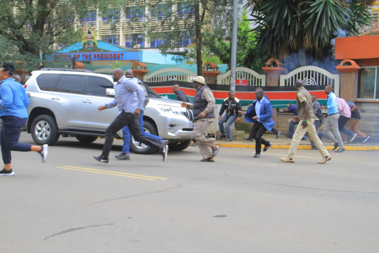 Azimio members of parliament teargassed by police outside the office of the President on May 2,2023.