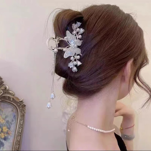 Title 2, Butterfly Pearl Tassel Hair Curler Hair Catchin...