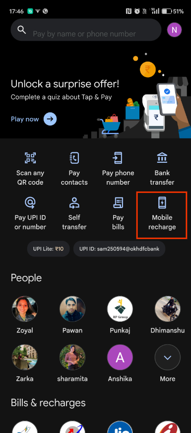 Mobile recharge