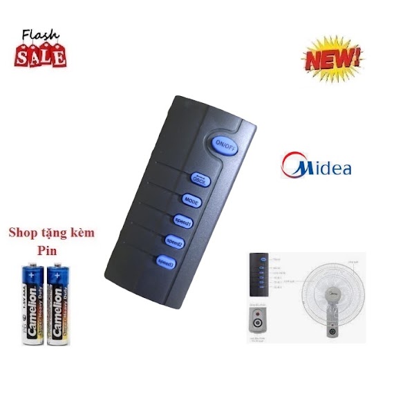 [Mã Elms10 Giảm 6% Đơn 50K] Remote Điều Khiển Quạt Treo Tường, Cây Midea - Hàng Mới Chính Hãng Công Ty 100% Tặng Kèm Pin