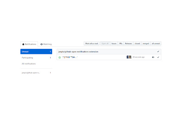 GitHub Open Notifications chrome extension