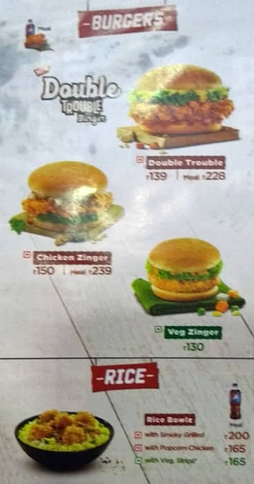 KFC menu 