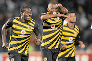 Bernard Parker, right, and Kingston Nkhatha celebrate the Chiefs striker's second goal against Moroka Swallows at Dobsonville Stadium on Saturday