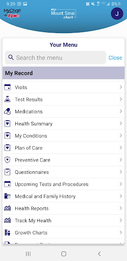 Screenshot MyMountSinai