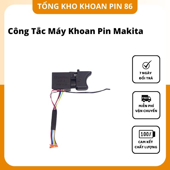 Công Tắc Máy Khoan Pin Makita, Cò Máy Khoan Pin, Máy Siết Bulong Có Điều Tốc Không Chổi Than Có Gắn Đèn Led