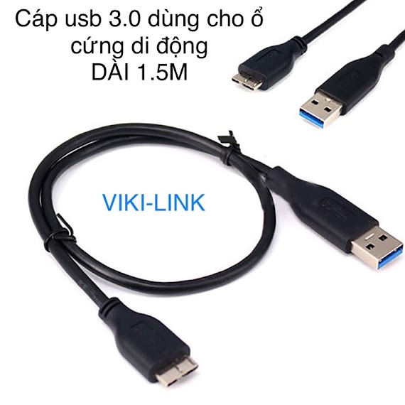 Dây Cáp Usb 3.0 Dùng Cho Hdd Box Dài 1.5M - Dây Ổ Cứng Di Động Usb 3.0 To Micro B Chân Dẹt Đực