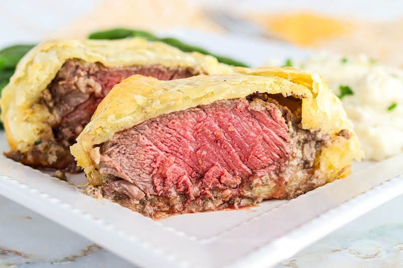 Inside The Individual Beef Wellington With Mushroom Pate.