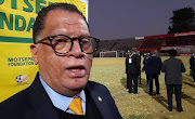 SA Football Association president Danny Jordaan speaks to media after the ABC Motsepe League final at Olen Park in Potchefstroom on Sunday.