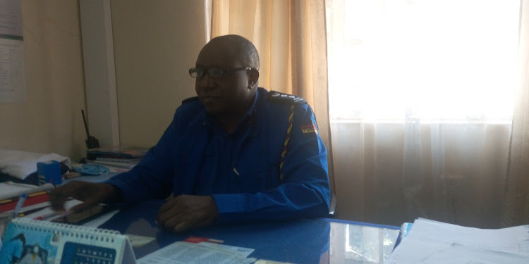 Imenti North police boss Alexander Makau speaking to the Star at his office on Monday, May 23.