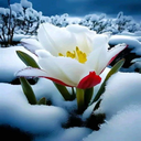 Flowers growing in the snow Wallpaper