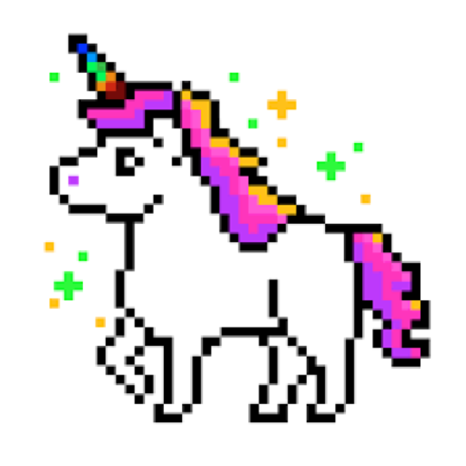 Unicorn Art Pixel - Color By Number