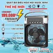 Quạt Điều Hòa Phun Sương Hơi Nước Mini Để Bàn 3 Chế Độ Tích Hợp Led, Chế Độ Hẹn Giờ Sử Dụng Cổng Sạc Usb Tiện Dụng