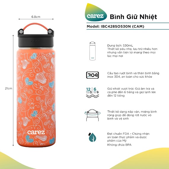 Bình Giữ Nhiệt Carez 530Ml Ibc428So530N