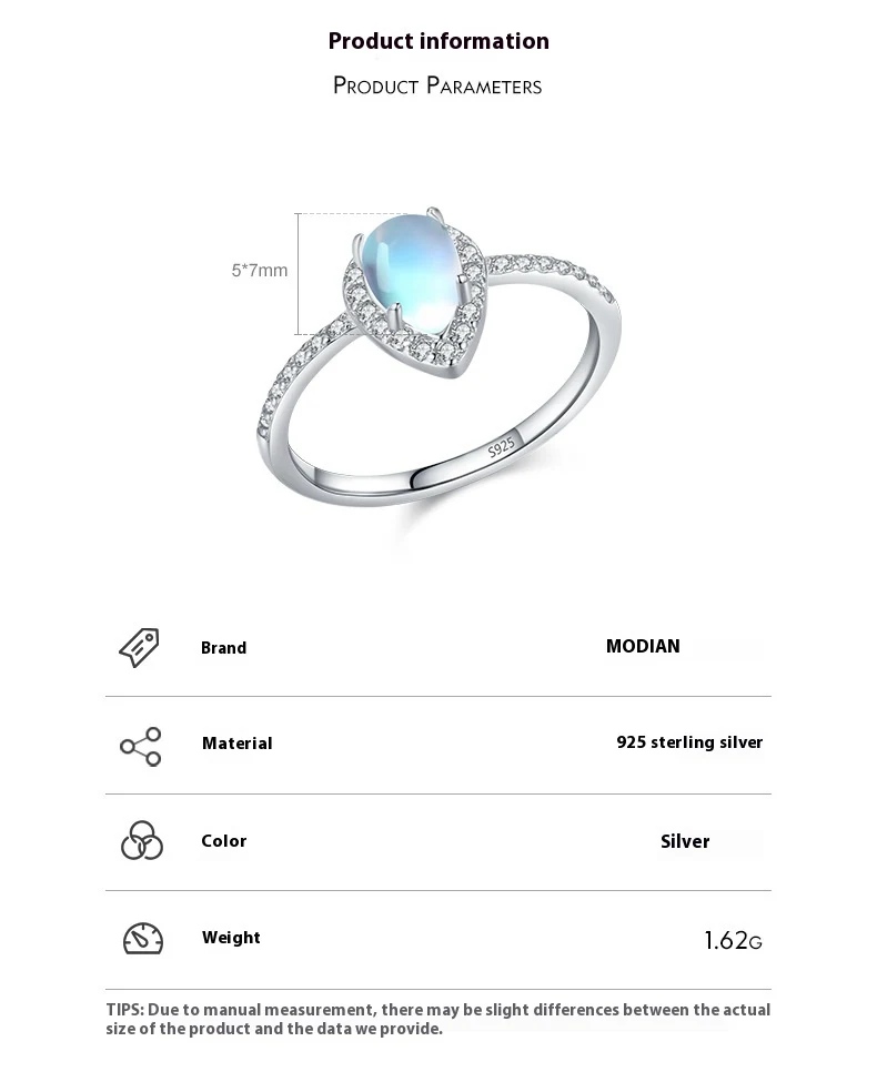 Title 6, Sterling zilveren maansteen ring Vrouwelijke ni...