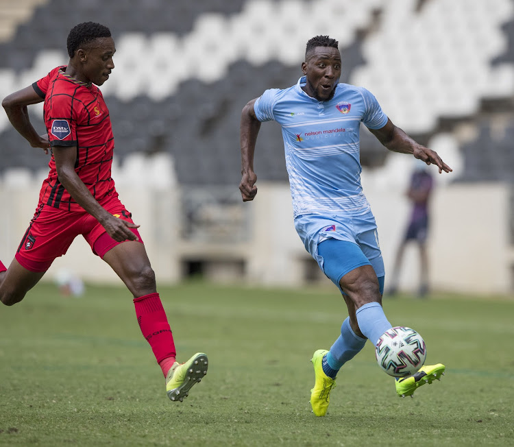 Frederic Nsabiyumva of Chippa United controls the ball against TS Galaxy at Mbombela Stadium on January 16 2021. Nsabiyumva's early goal put the Chilli Boys back on the right path.