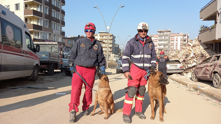 South Africa's W/O Gouws, Donna, W/O Bann and Optimus were involved in rescuing a 90-year-old woman in Turkiye on Monday.