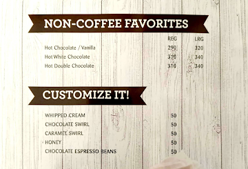 The Coffee Bean & Tea Leaf menu 