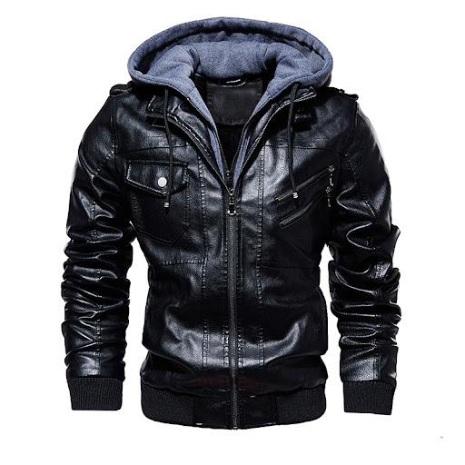 Title 1, Mens PU Leather Hooded Jacket provides style a...