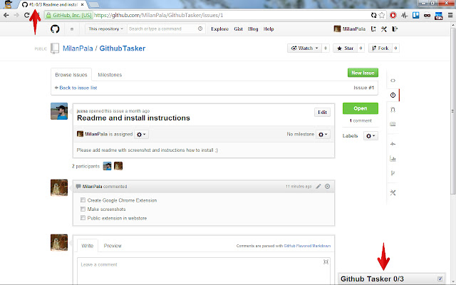 Github Tasker chrome extension