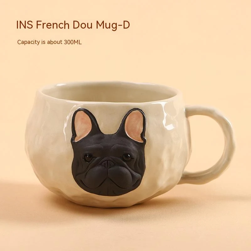 Handmade French Bulldog Coffee Cup Original Design. Enjoy your coffee in style with this unique and artistic handmade cu