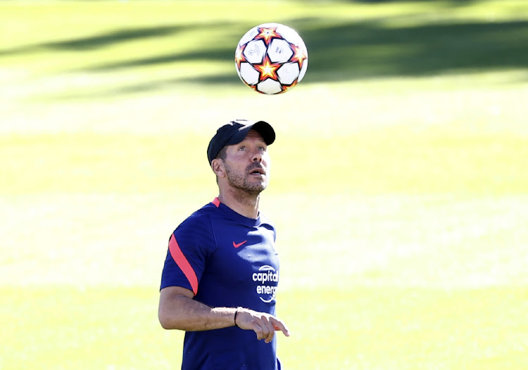 Atletico Madrid coach Diego Simeone during training.