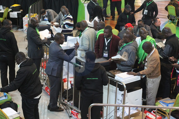 Tallying of constituency votes at the Bomas of Kenya on August 11 ,2021.