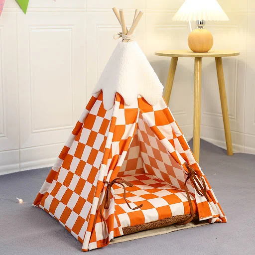Small to Medium Dog Teepee/Tent for Cats, Soft, Cozy Cat Bed with Thick Plush Cushion, Portable Machine Washable Dog Hou