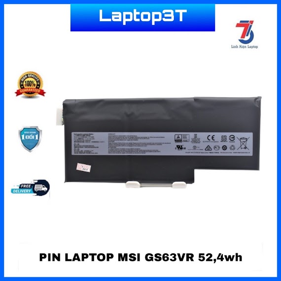 Pin Laptop Msi(Zin) Gs63Vr 7Rg 7Rg - 005 Gf63 8Rc 8Rd 52.4Wh Chính Hãng Tuổi Thọ Cao, Bảo Hành 09 Tháng