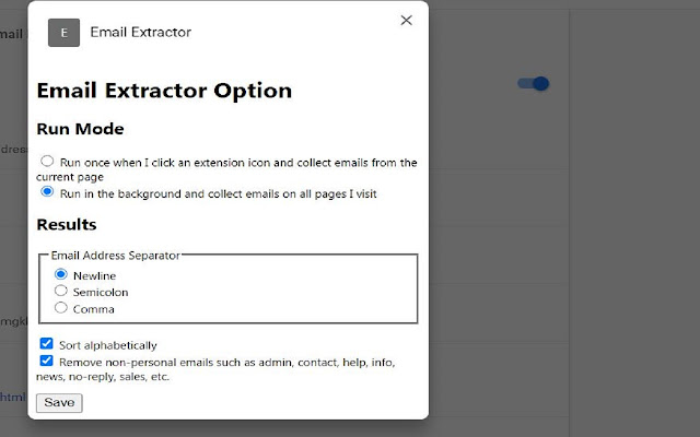 Email Extractor chrome extension