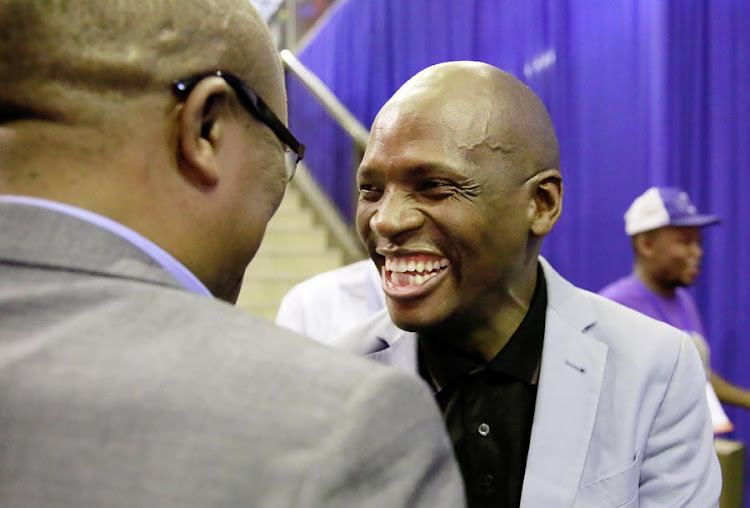 A cheerful Hlaudi Motsoeneng, leader of the African Content Movement (ACM), at the Results Operations Centre.