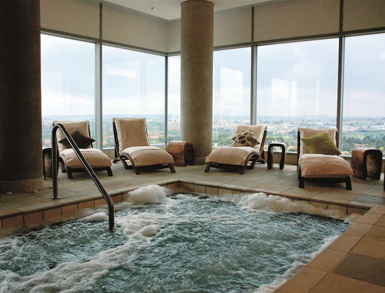 The spa is appropriately called The View. One of its best features is the bubbling, relaxing Roman bath.