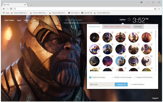 Thanos Wallpaper Marvel New Tab freeaddon.com logo