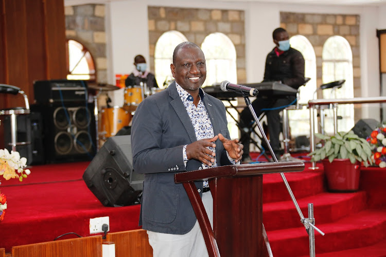 Deputy President William Ruto during a session with leaders at the Africa Inland Church at AIC, Milimani, Nairobi.