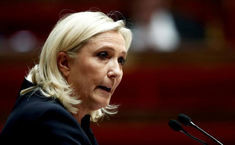Marine Le Pen, member of parliament and leader of French far-right National Rally party, delivers a speech during a debate on immigration at the National Assembly in Paris on October 7,2019. Picture: REUTERS/BENOIT TESSIER