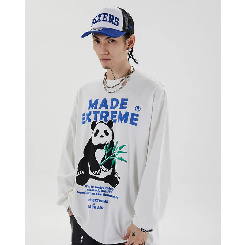 Panda print loose oversize long sleeves