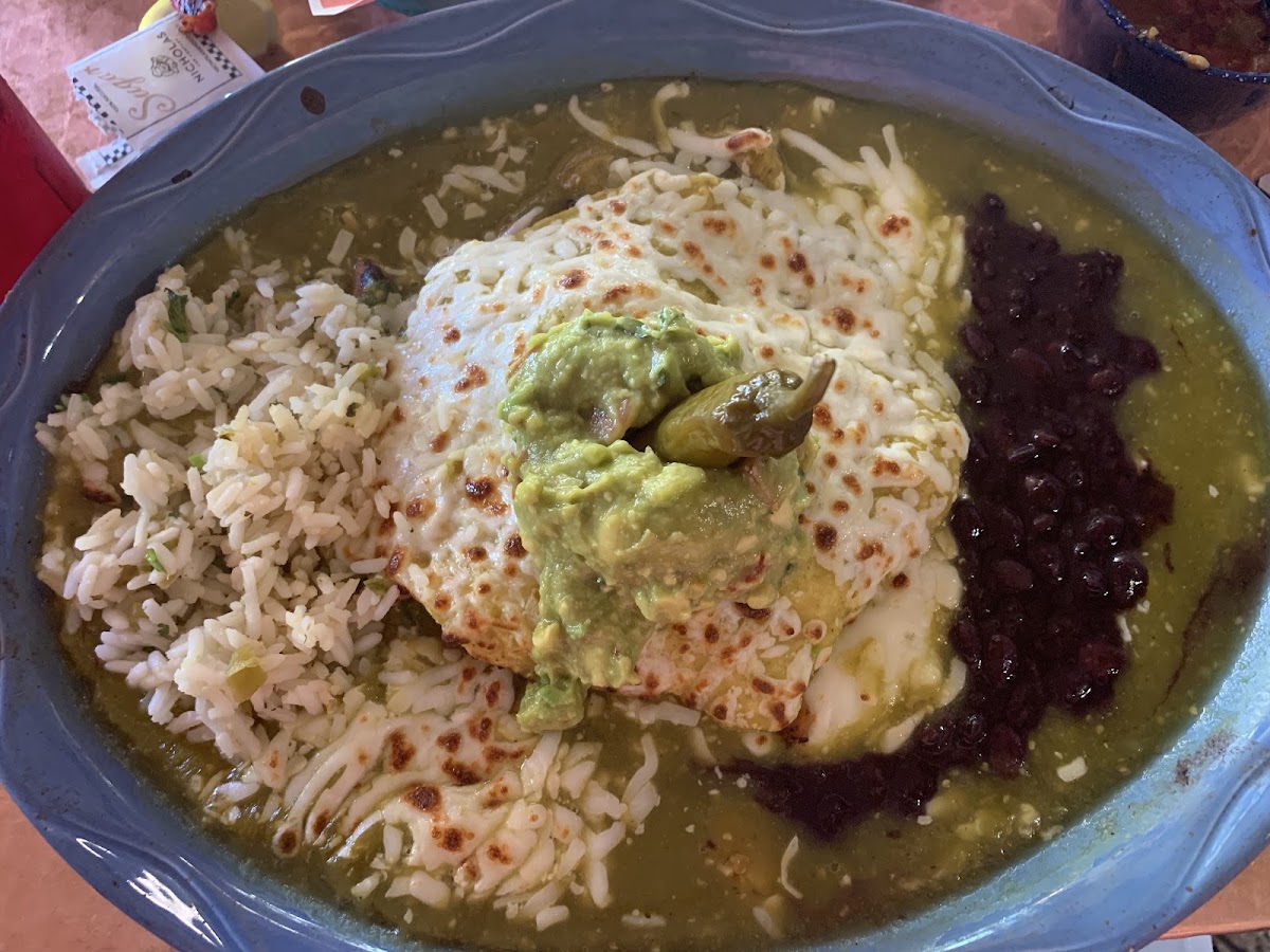 A plateful of BAM!  GF chicken enchiladas.