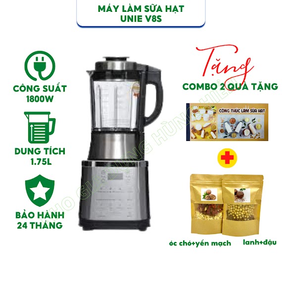 (Mã Chut002 Giảm 8%) Máy Làm Sữa Hạt, Xay Nấu Đa Năng Unie V8S - Kích Hoạt Bảo Hành Điện Tử 24 Tháng