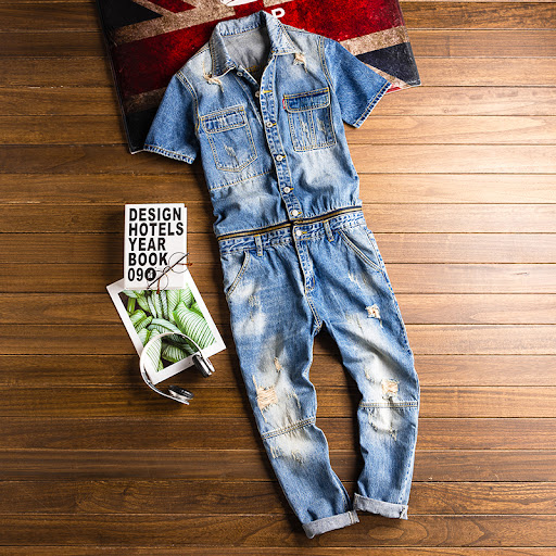 Title 3, Trendy Mens One-piece Overalls with Retro Wash...