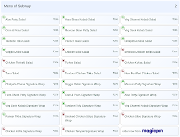 Subway menu 