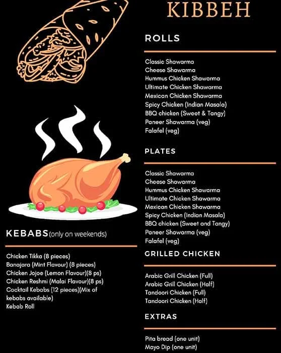 Kibbeh menu 