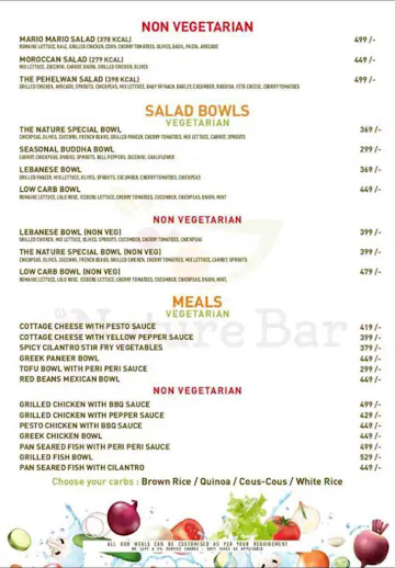 The Nature Bar menu 