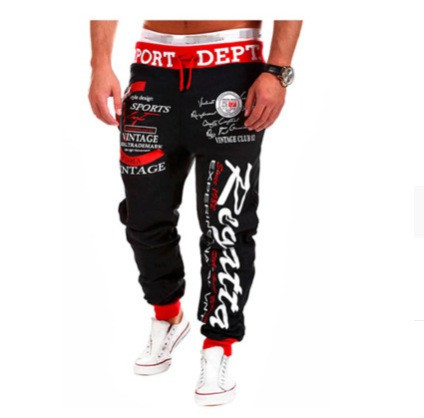 Title 3, Mens Drawstring Elastic Waist Letter Print Loo...