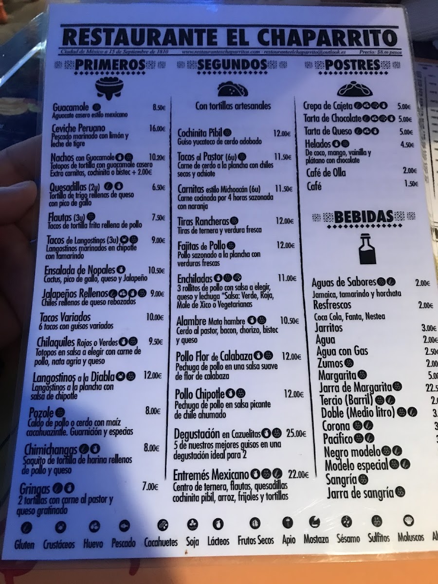 El Chaparrito gluten-free menu