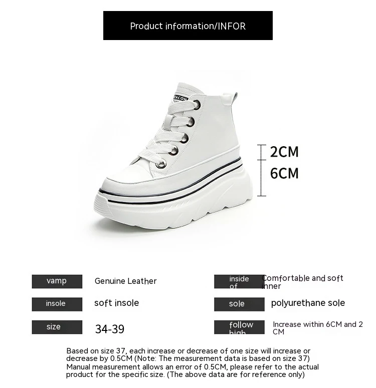 Baskets montantes blanches à plateforme pour femmes, chaussures de skate sportives décontractées. Semelle intérieure rehaussante et look passe-partout.
