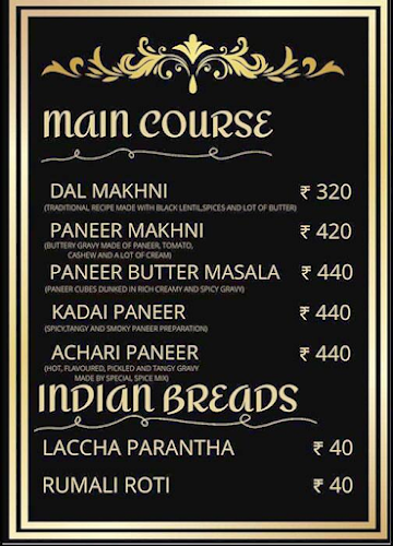 Garam Masala menu 