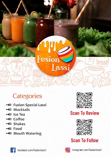 Fusion Lassi menu 